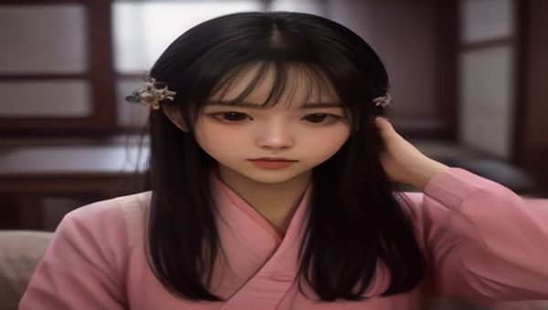 一位大学生在图书馆用笔记本电脑查阅关于男人和女人社会角色研究的资料，周围是整齐的书架，学术氛围浓厚